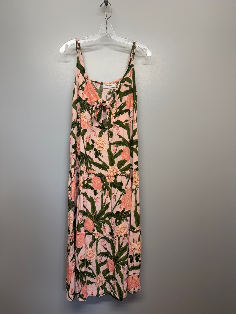 Agua Bendita Pink Floral Cut Out Layered Summer Vacation Beach Maxi Dress